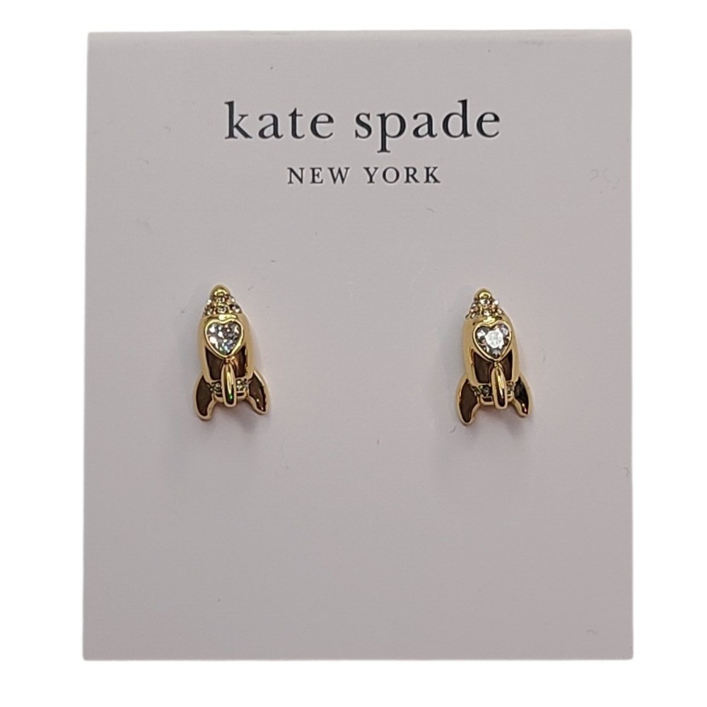Kate Spade New York‎ Space Cadet Rocket Ship Heart Crystal Stud Earrings